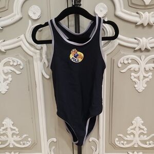 Polo Ralph Lauren Girls Navy One-Piece Swimsuit with Bear Patch Size 4